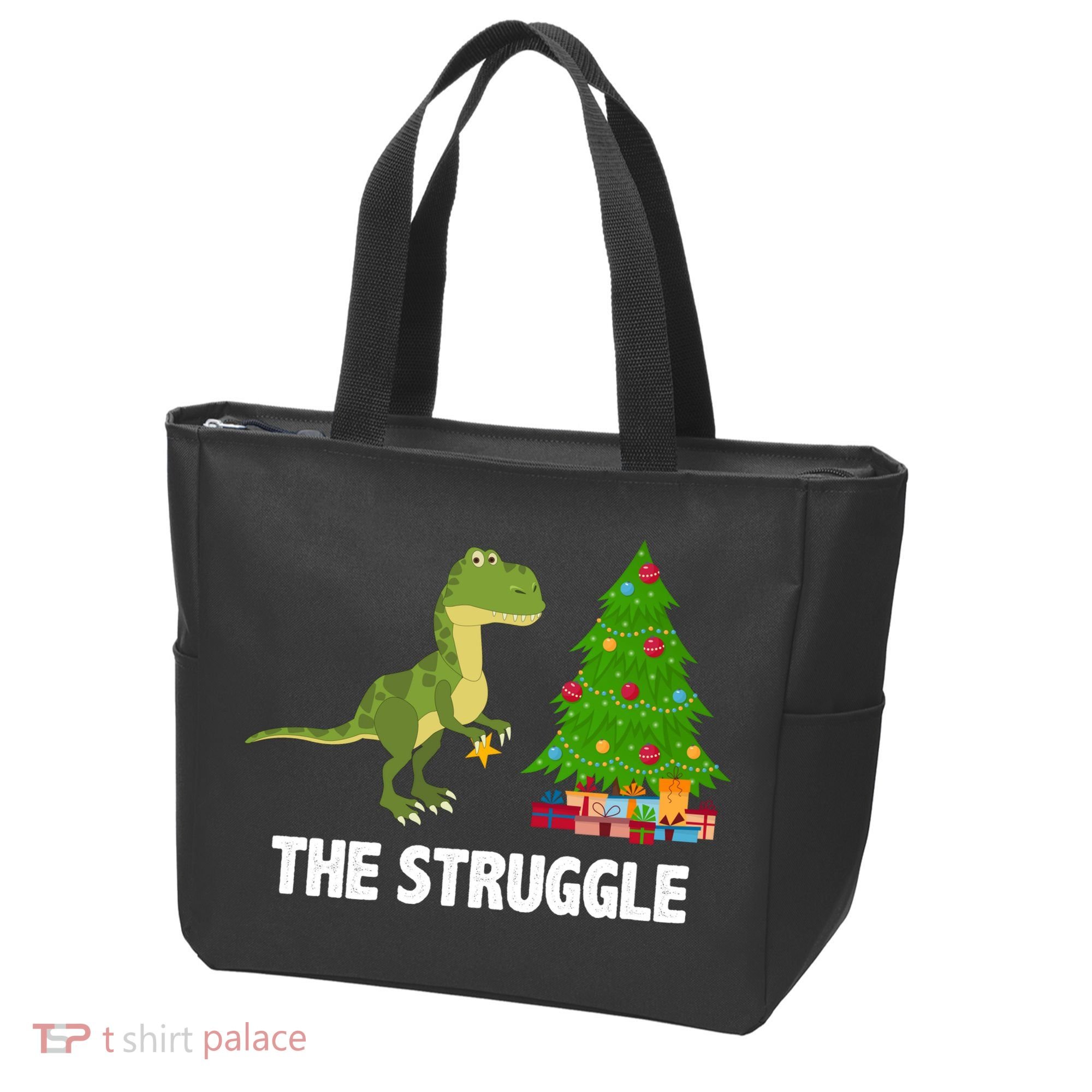 The Struggle T-rex Christmas Tree Tote Bag