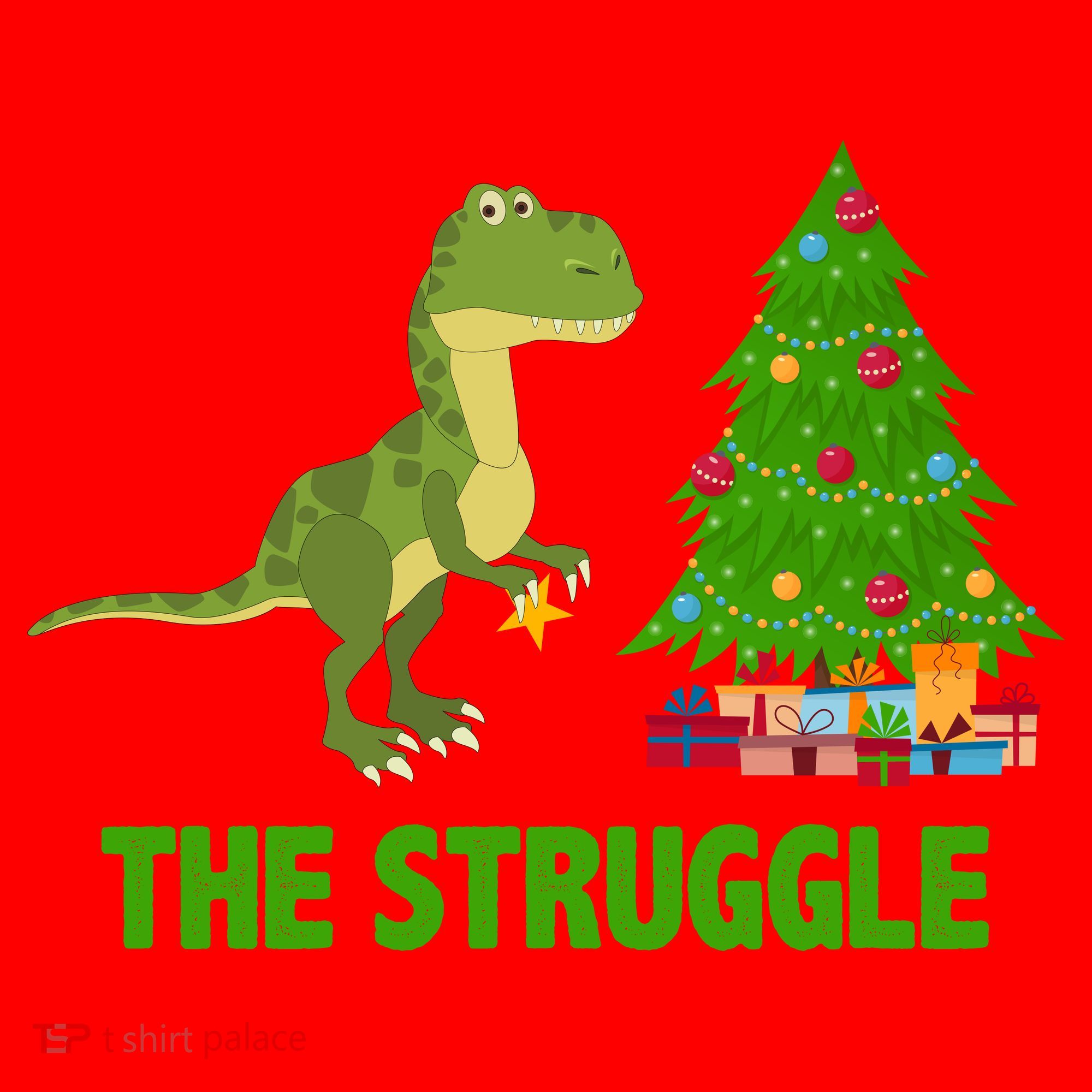 The Struggle T-rex Christmas Tree Santa Hat