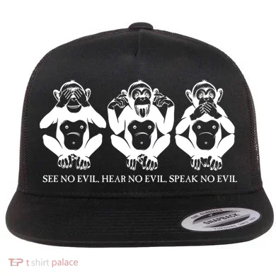 The three wise monkeys Flat Bill Trucker Hat