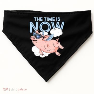 The Time Is Now Flying Pig USA-Made Doggie Bandana