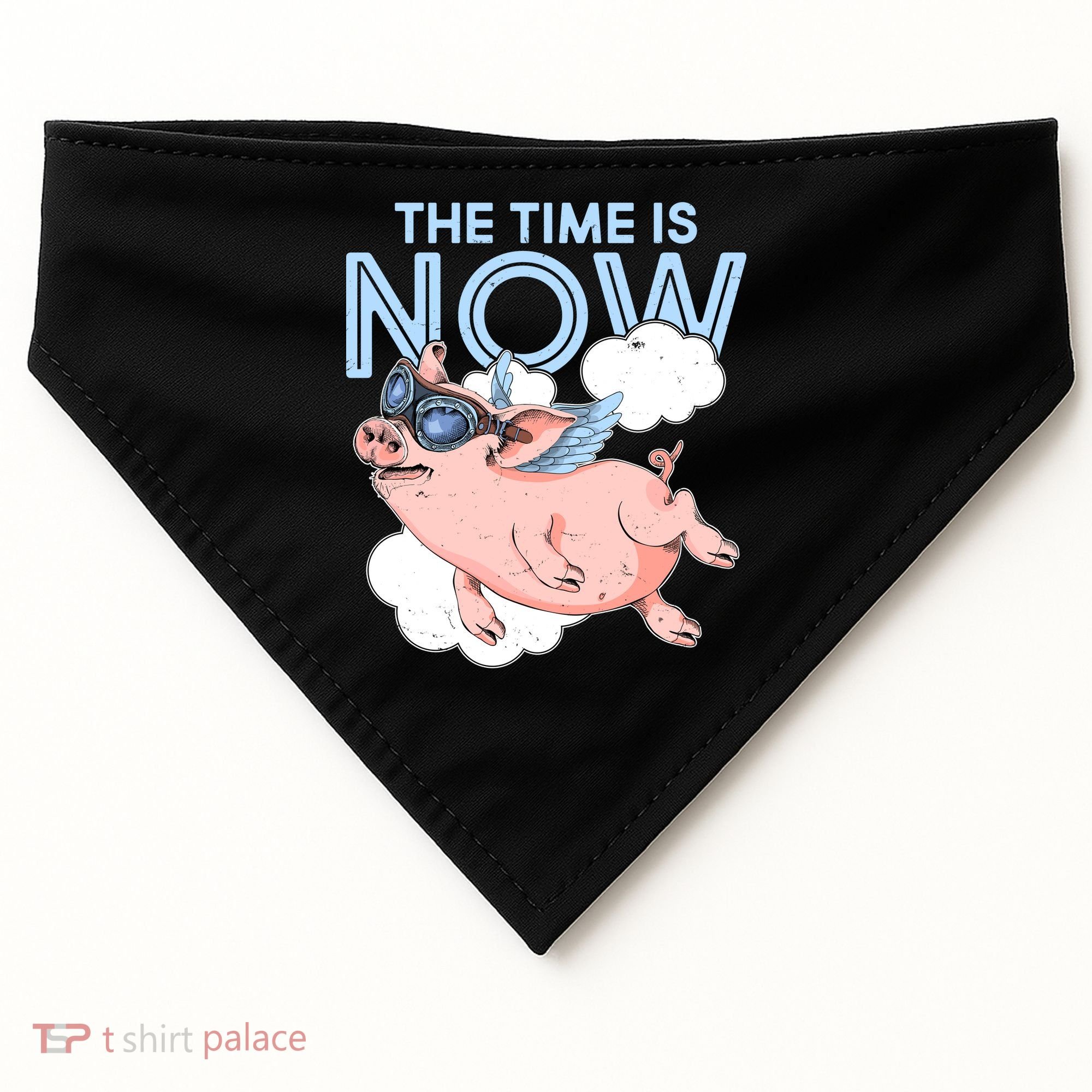 The Time Is Now Flying Pig USA-Made Doggie Bandana