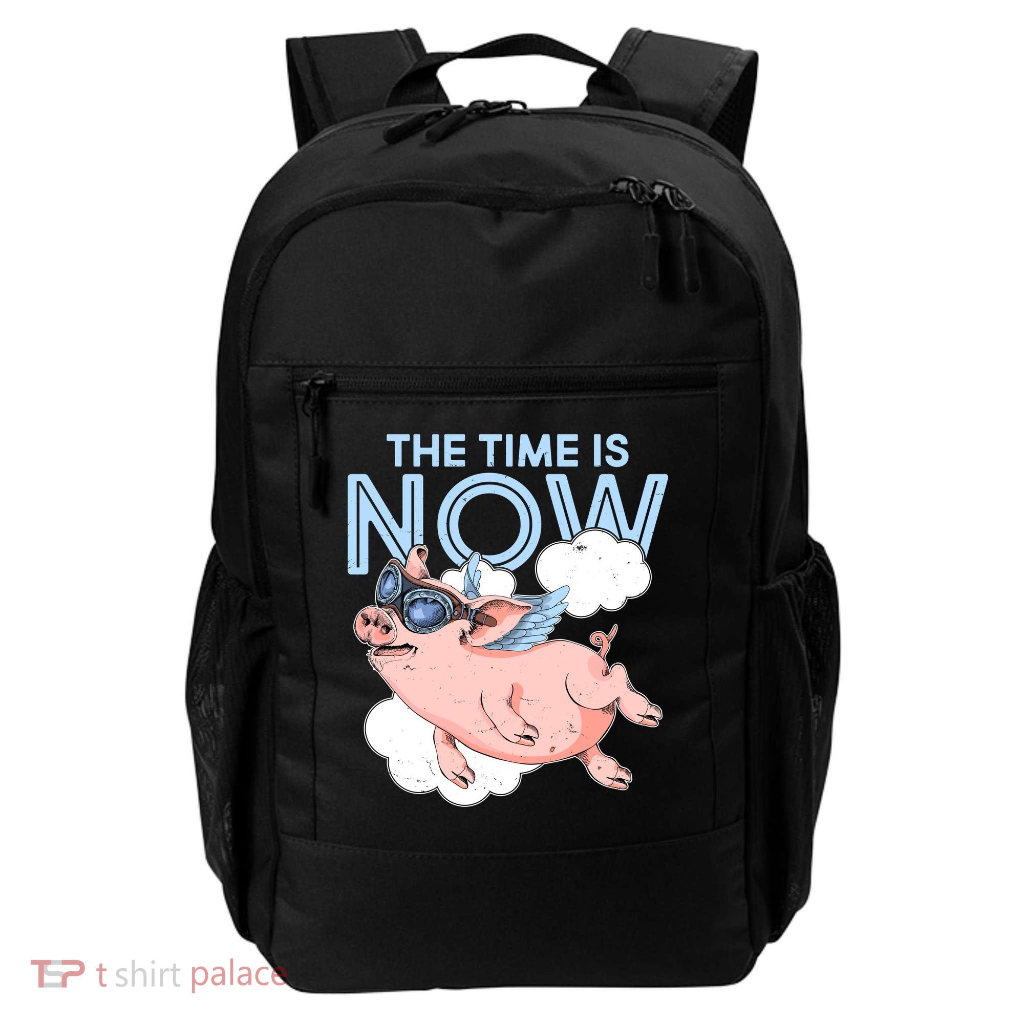 The Time Is Now Flying Pig Backpack