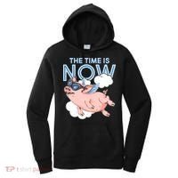The Time Is Now Flying Pig Women's Hoodie thumb 0
