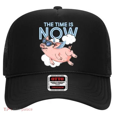 The Time Is Now Flying Pig Hat