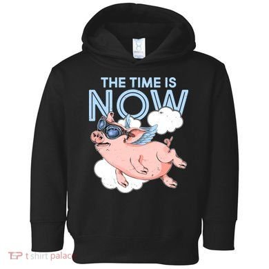 The Time Is Now Flying Pig Toddler Hoodie