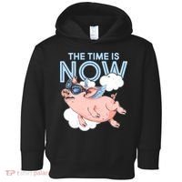 The Time Is Now Flying Pig Toddler Hoodie thumb 0