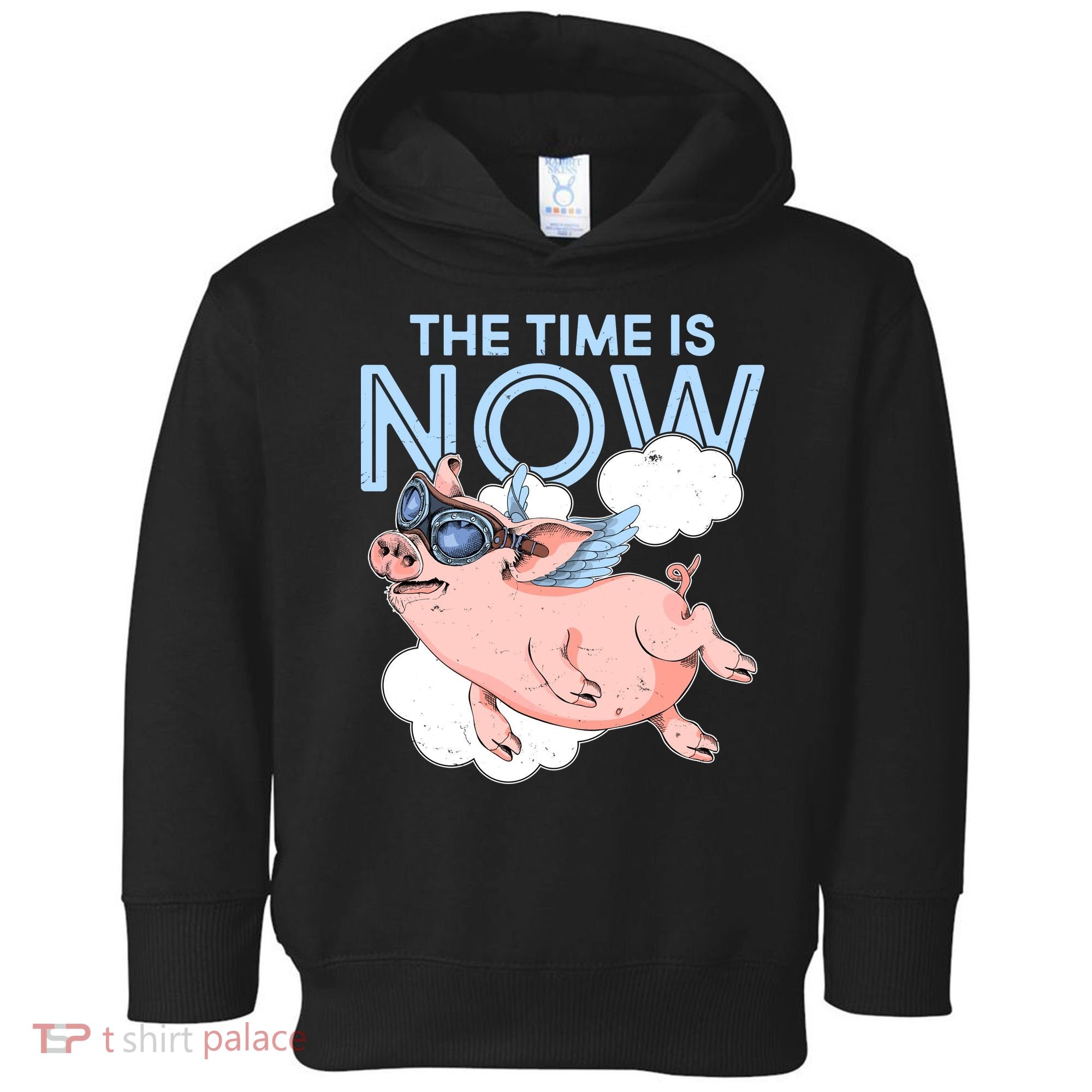 The Time Is Now Flying Pig Toddler Hoodie