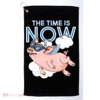 The Time Is Now Flying Pig Golf Towel thumb 0