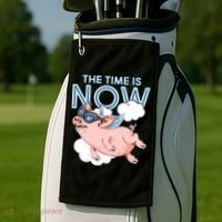 The Time Is Now Flying Pig Golf Towel thumb 2