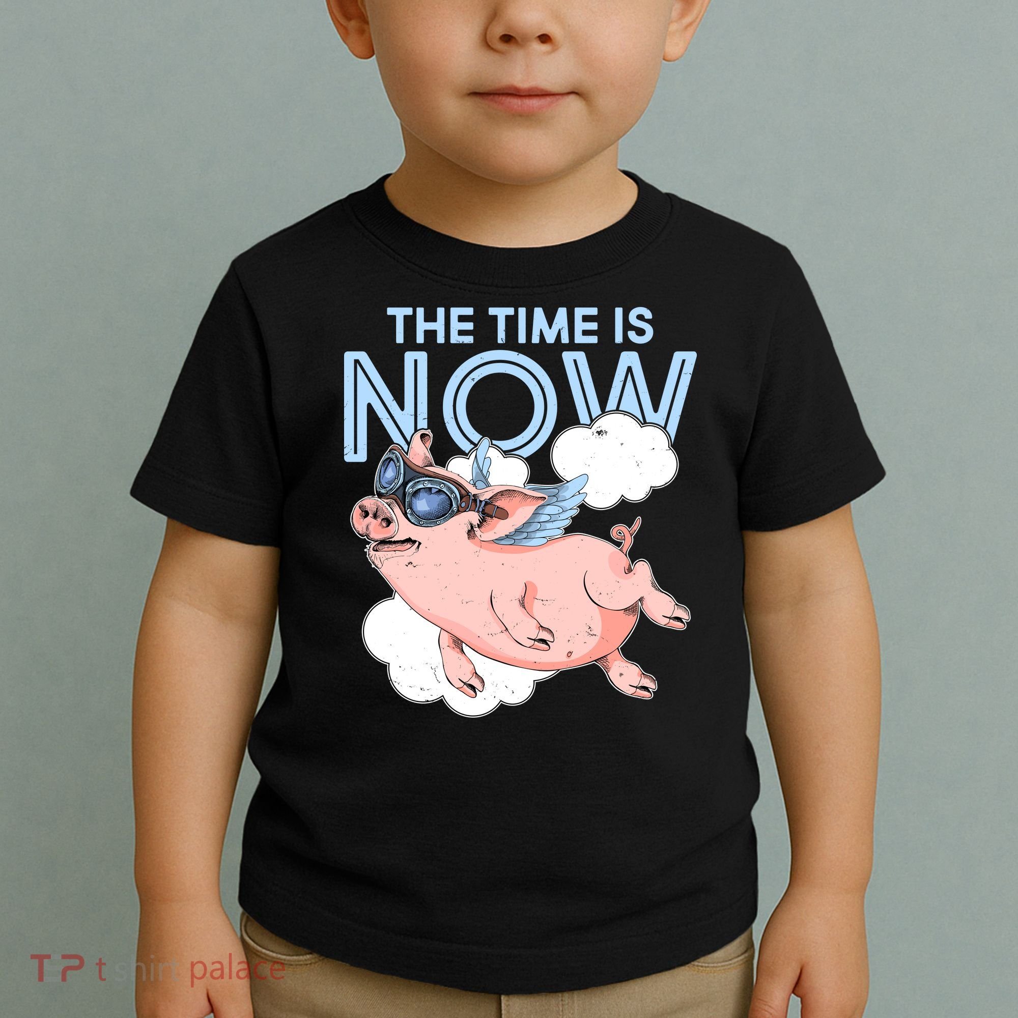 The Time Is Now Flying Pig Toddler T-Shirt