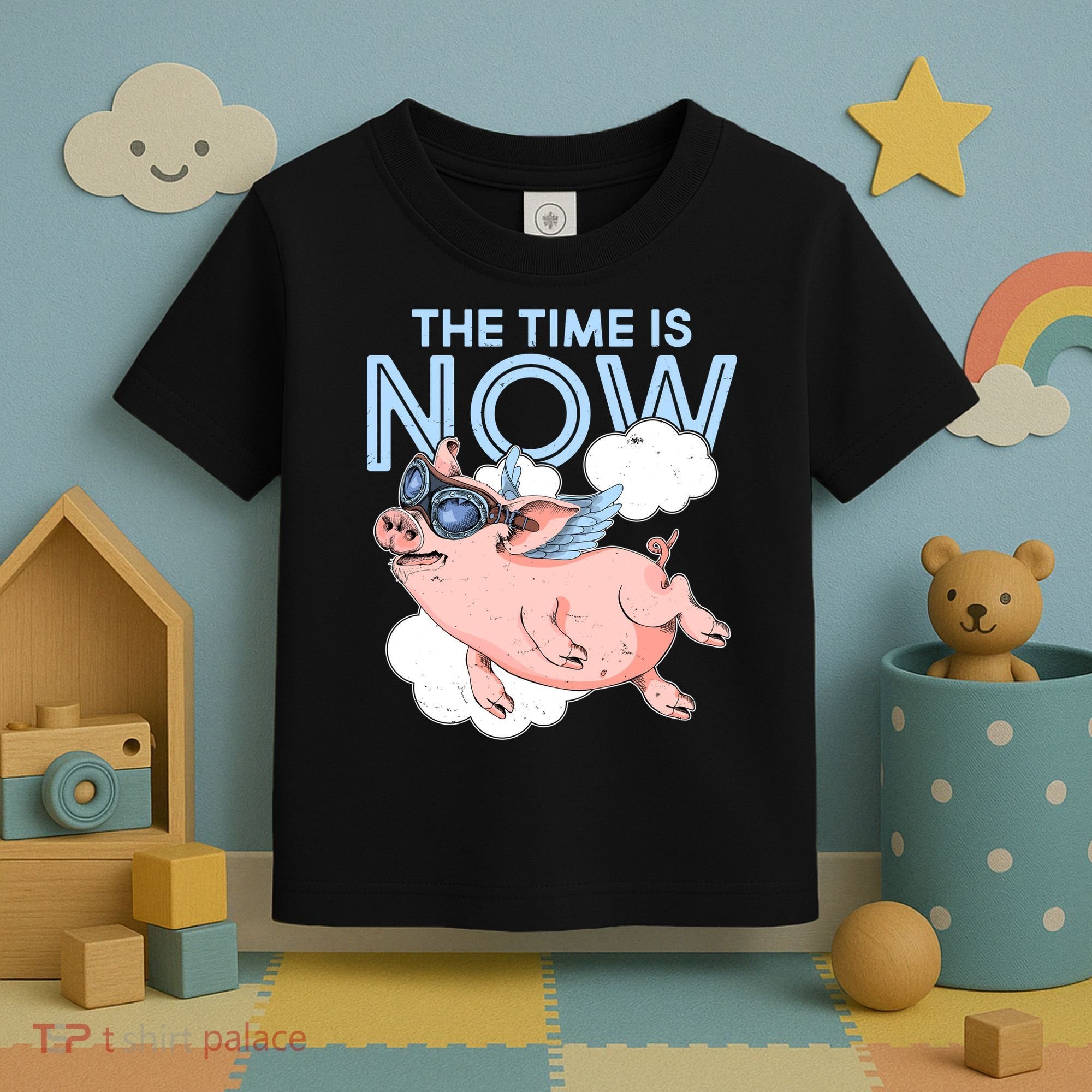 The Time Is Now Flying Pig Toddler T-Shirt