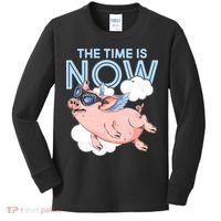 The Time Is Now Flying Pig Kids Long Sleeve Shirt thumb 0