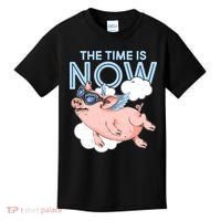 The Time Is Now Flying Pig Kids T-Shirt thumb 0