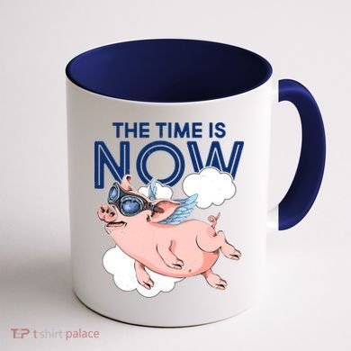 The Time Is Now Flying Pig Coffee Mug back