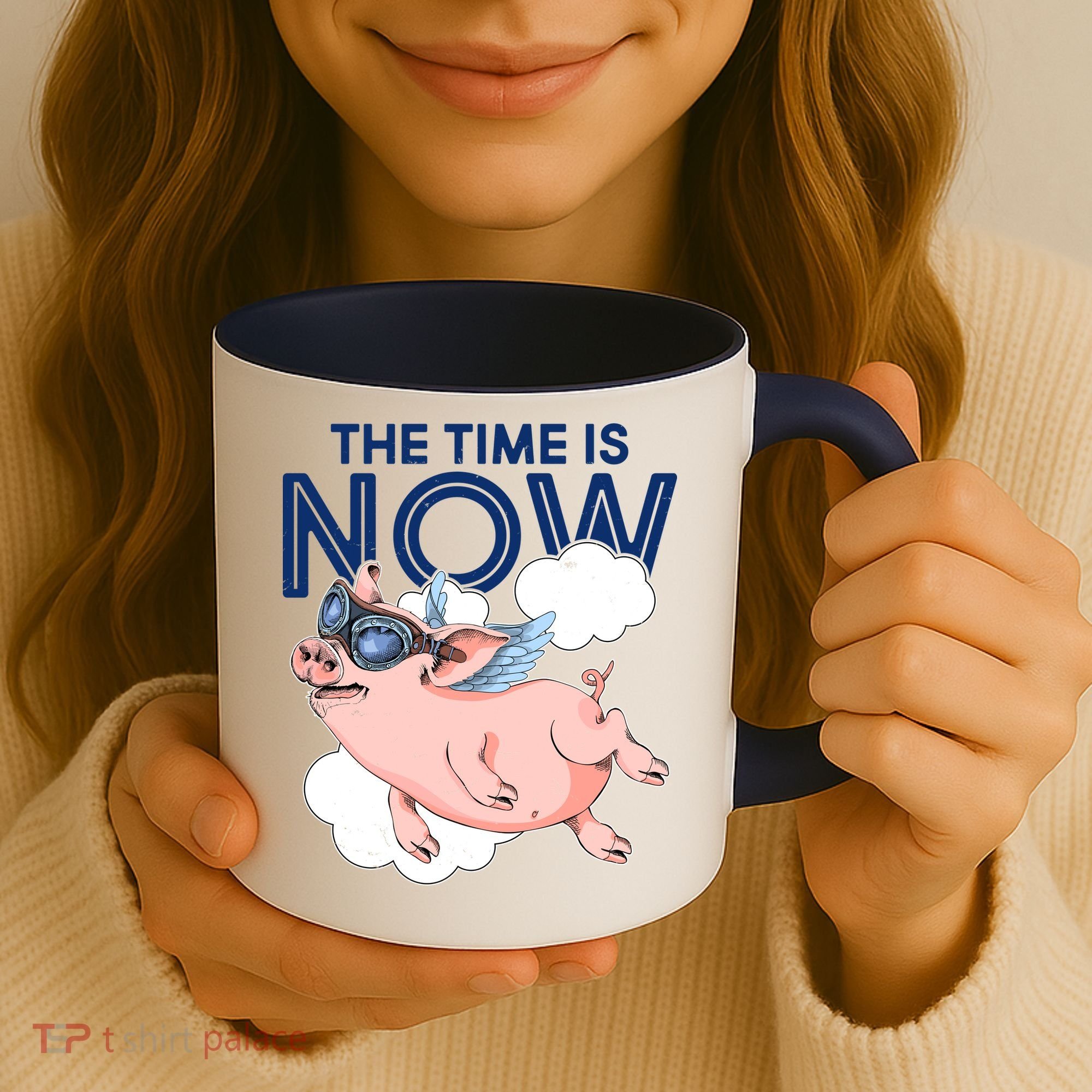 The Time Is Now Flying Pig Coffee Mug