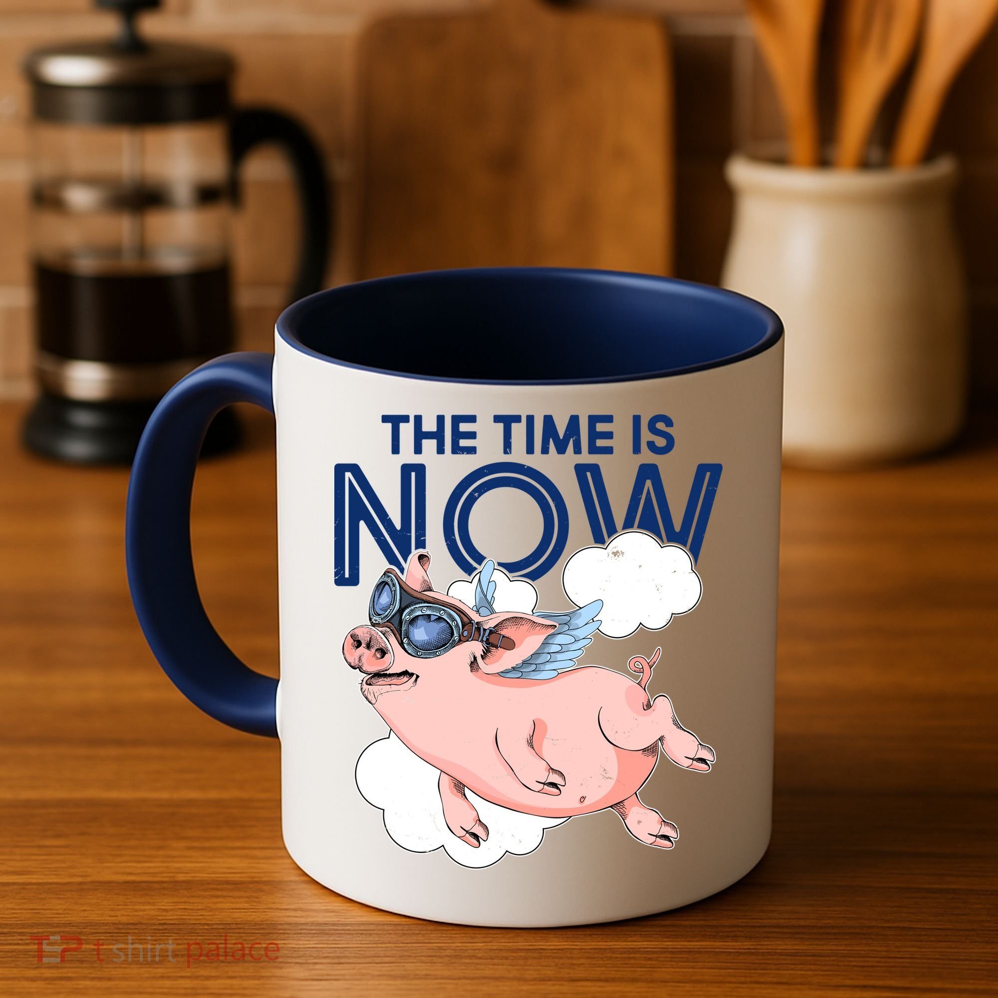 The Time Is Now Flying Pig Coffee Mug