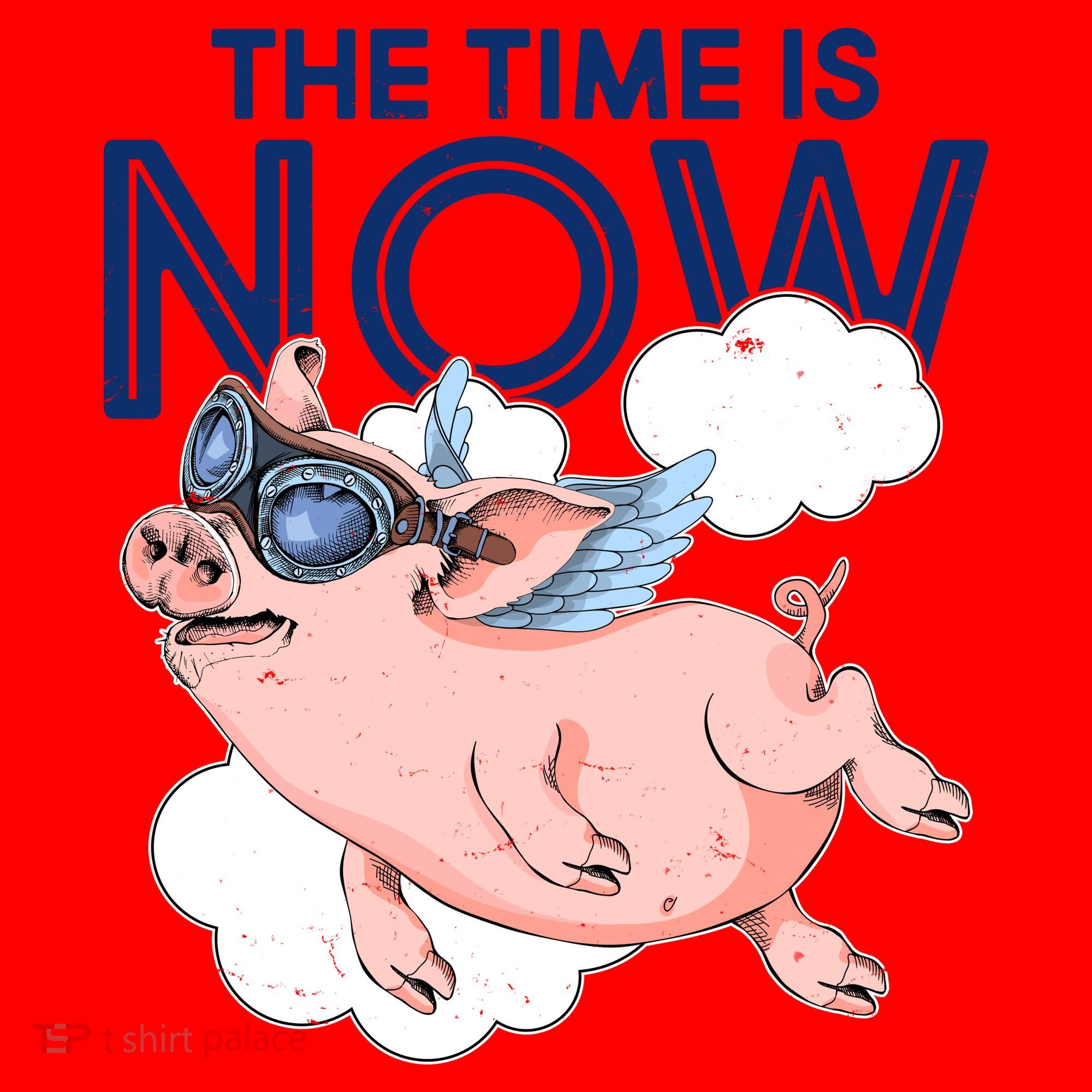 The Time Is Now Flying Pig Santa Hat