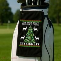 The Tree Isn't The Only Thing Getting Lit Golf Towel thumb 2