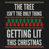 The Tree Isn't The Only Thing Getting Lit Ugly Christmas USA-Made Doggie Bandana thumb 2