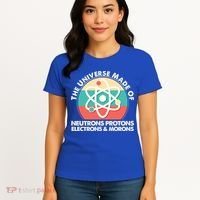The Universe Made Of Neutrons Protons Electrons Morons Women's T-Shirt thumb 4
