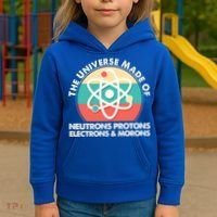 The Universe Made Of Neutrons Protons Electrons Morons Kids Hoodie thumb 3