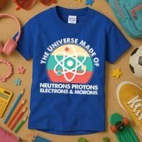 The Universe Made Of Neutrons Protons Electrons Morons Kids T-Shirt thumb 3