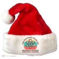 The Universe Made Of Neutrons Protons Electrons Morons Santa Hat thumb 0