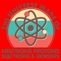 The Universe Made Of Neutrons Protons Electrons Morons Santa Hat thumb 1