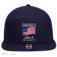 The USA Love It Or Leave It 7 Panel Mesh Trucker Snapback Hat thumb 0