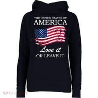 The USA Love It Or Leave It Womens Funnel Neck Pullover Hood thumb 0