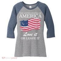 The USA Love It Or Leave It Women's Tri-Blend 3/4-Sleeve Raglan Shirt thumb 0