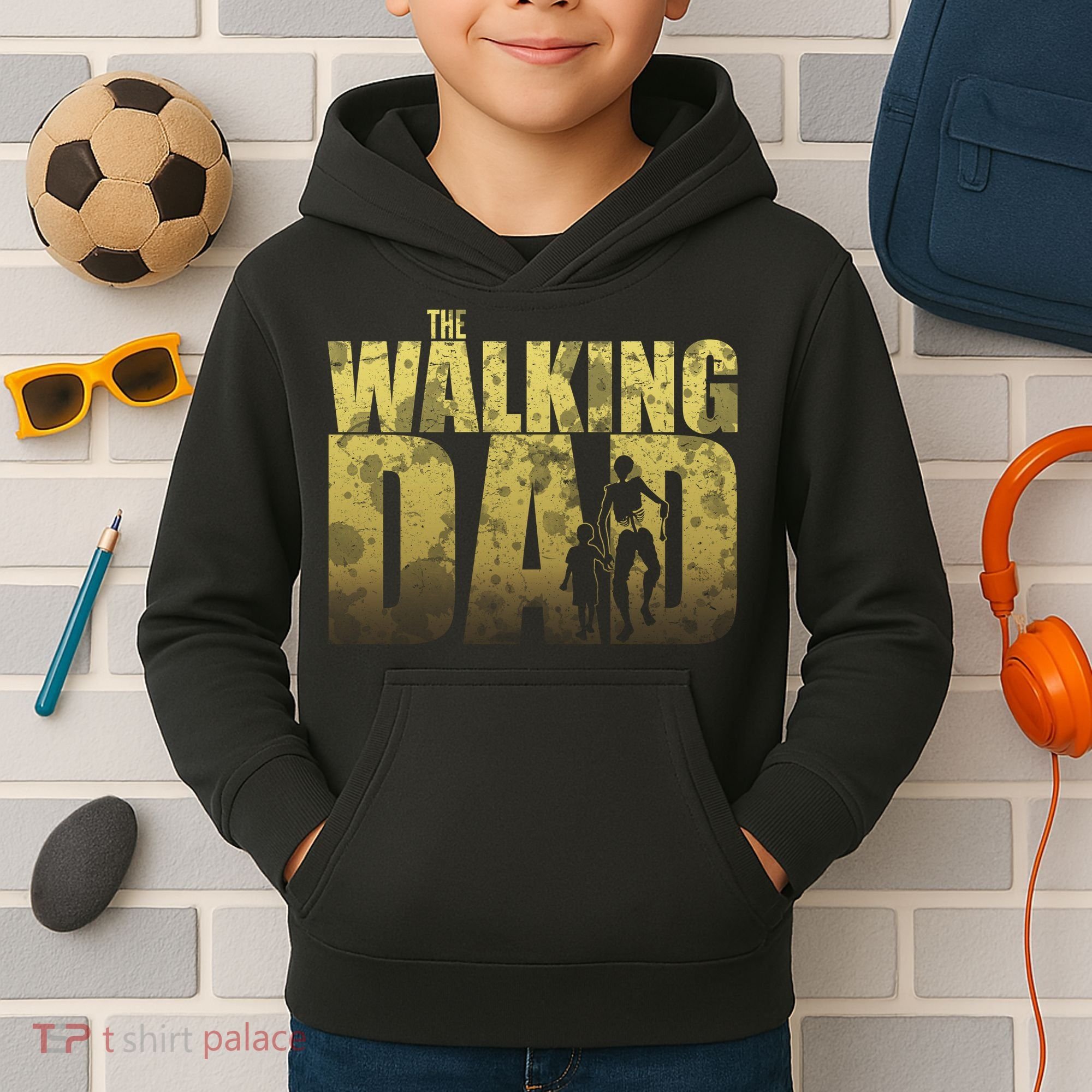 The Walking Dad Gold Logo Kids Hoodie