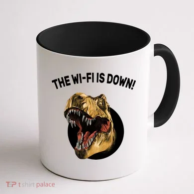 The Wifi Is Down Funny T-rex Coffee Mug back