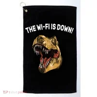 The Wifi Is Down Funny T-rex Golf Towel thumb 0