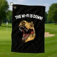 The Wifi Is Down Funny T-rex Golf Towel thumb 1