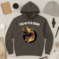 The Wifi Is Down Funny T-rex Hoodie thumb 3