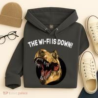 The Wifi Is Down Funny T-rex Hoodie thumb 4