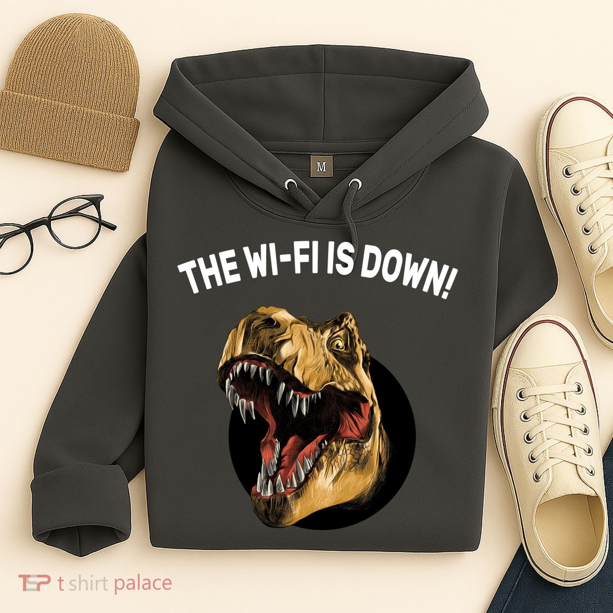 The Wifi Is Down Funny T-rex Hoodie