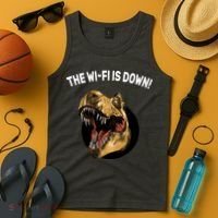 The Wifi Is Down Funny T-rex Tank Top thumb 4