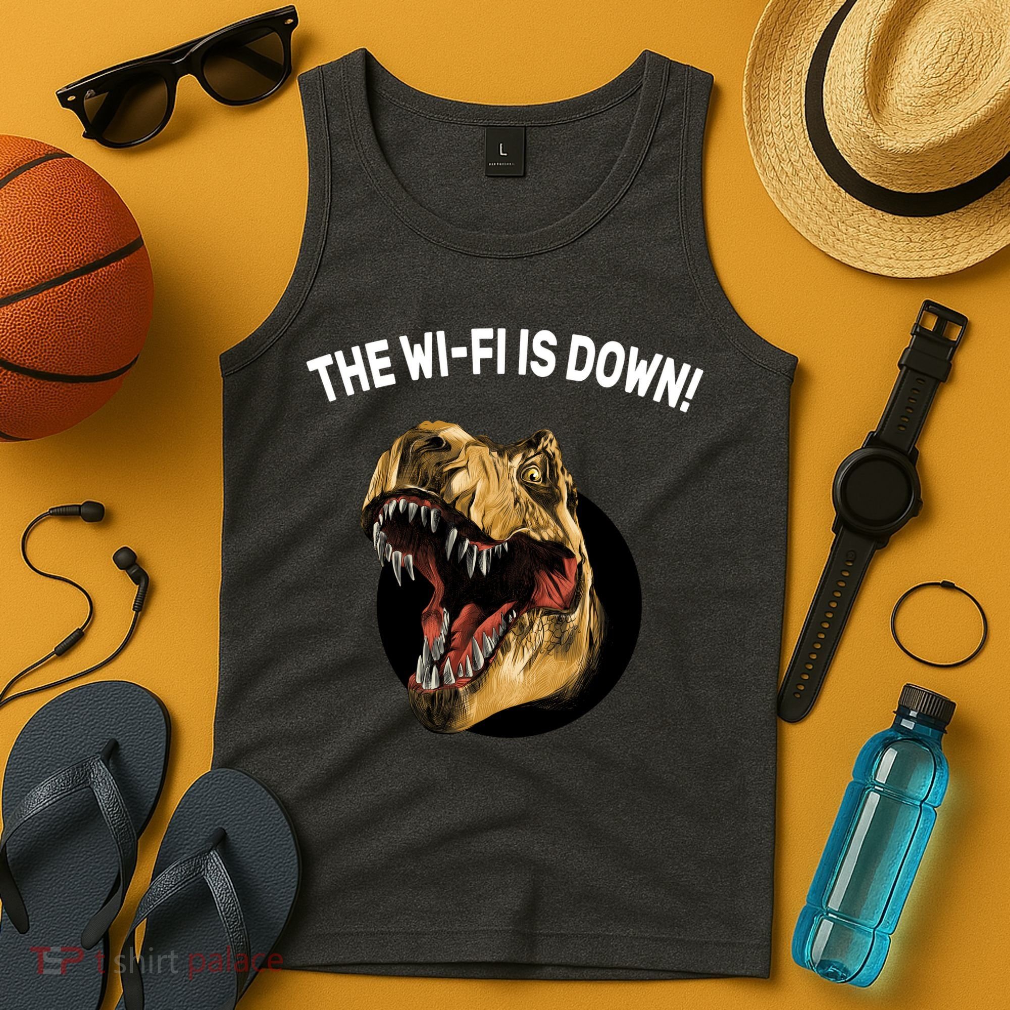 The Wifi Is Down Funny T-rex Tank Top