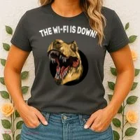 The Wifi Is Down Funny T-rex Women's T-Shirt thumb 2