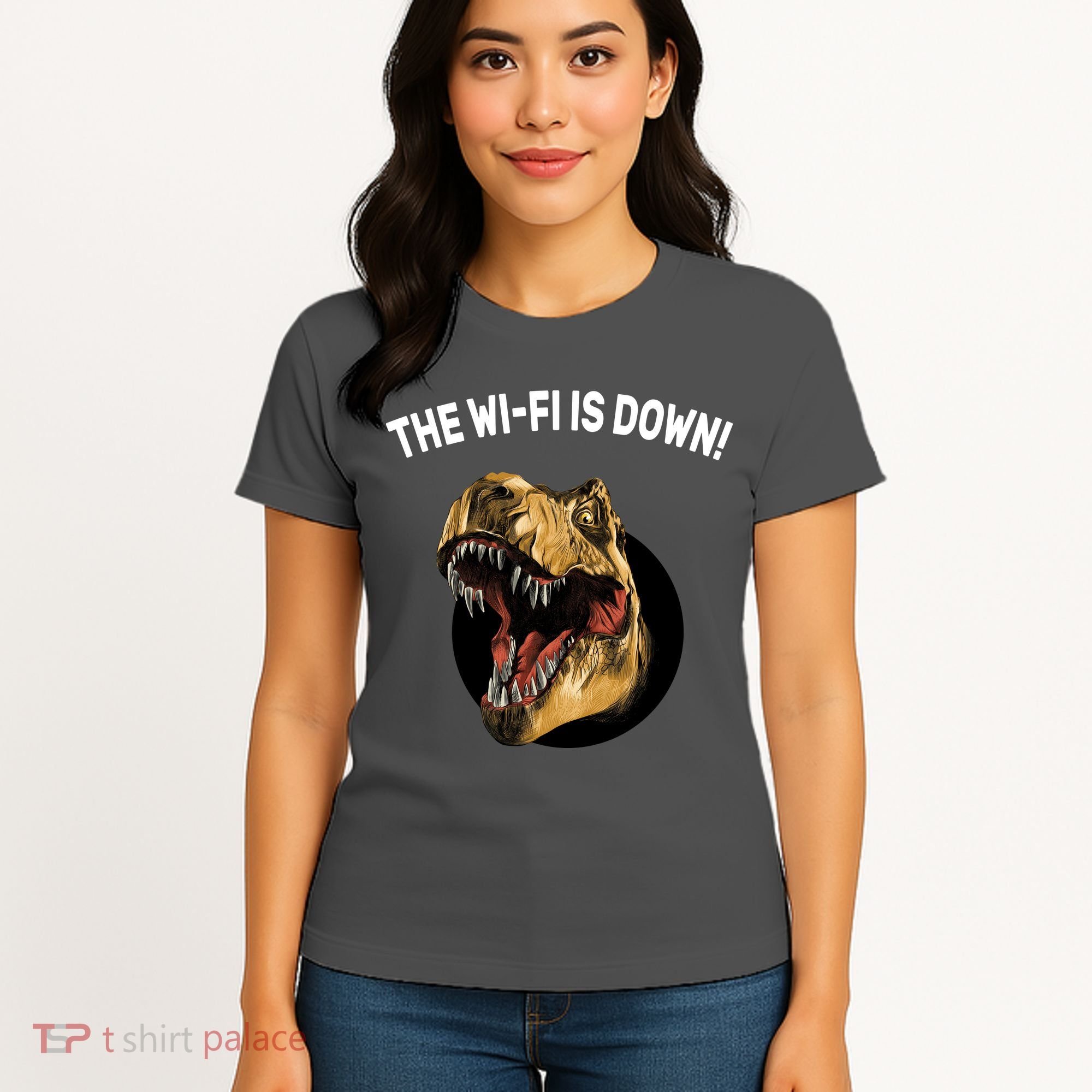 The Wifi Is Down Funny T-rex Women's T-Shirt