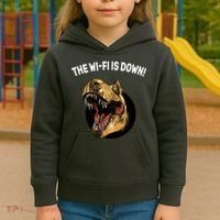 The Wifi Is Down Funny T-rex Kids Hoodie thumb 3