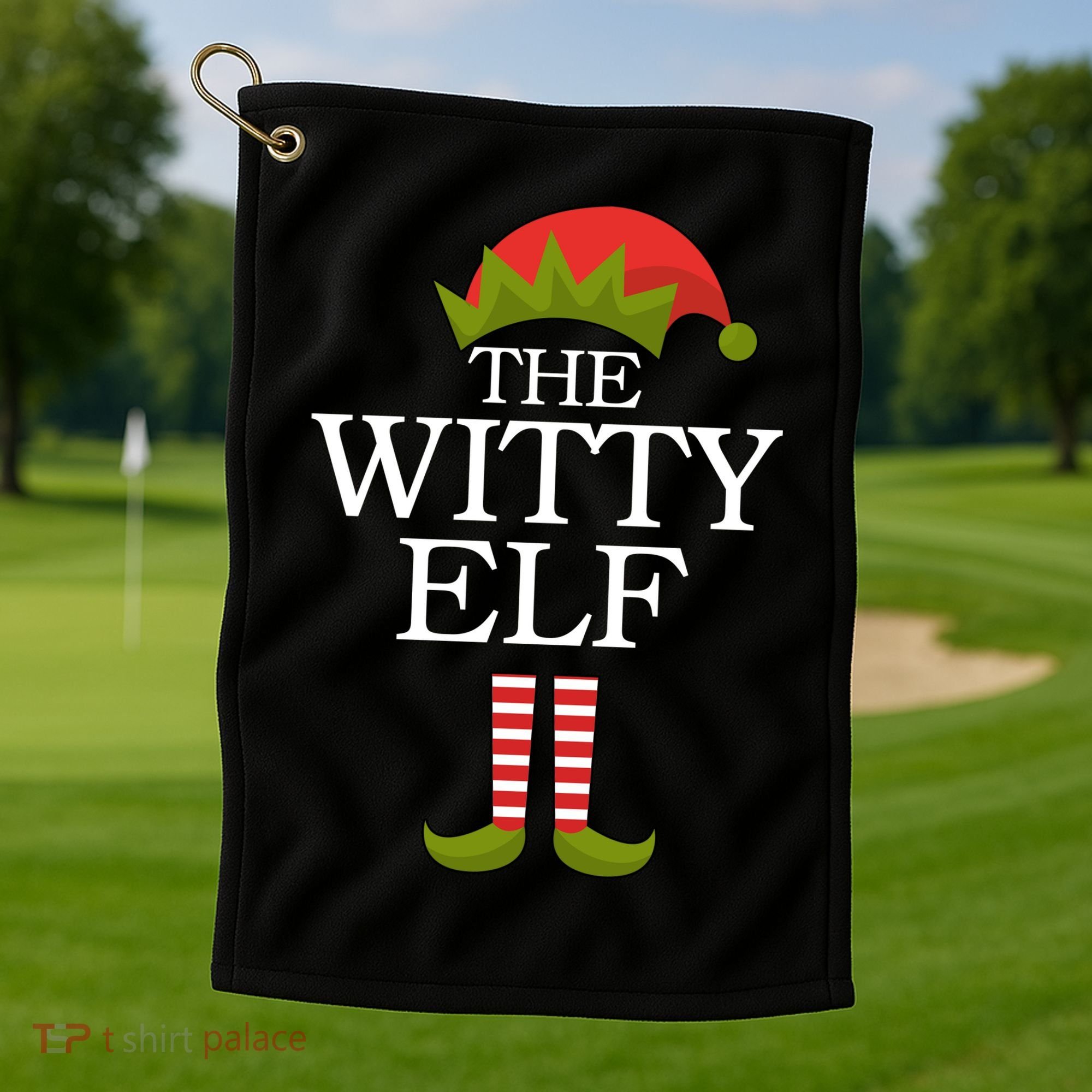 The Witty Elf Matching Christmas Golf Towel