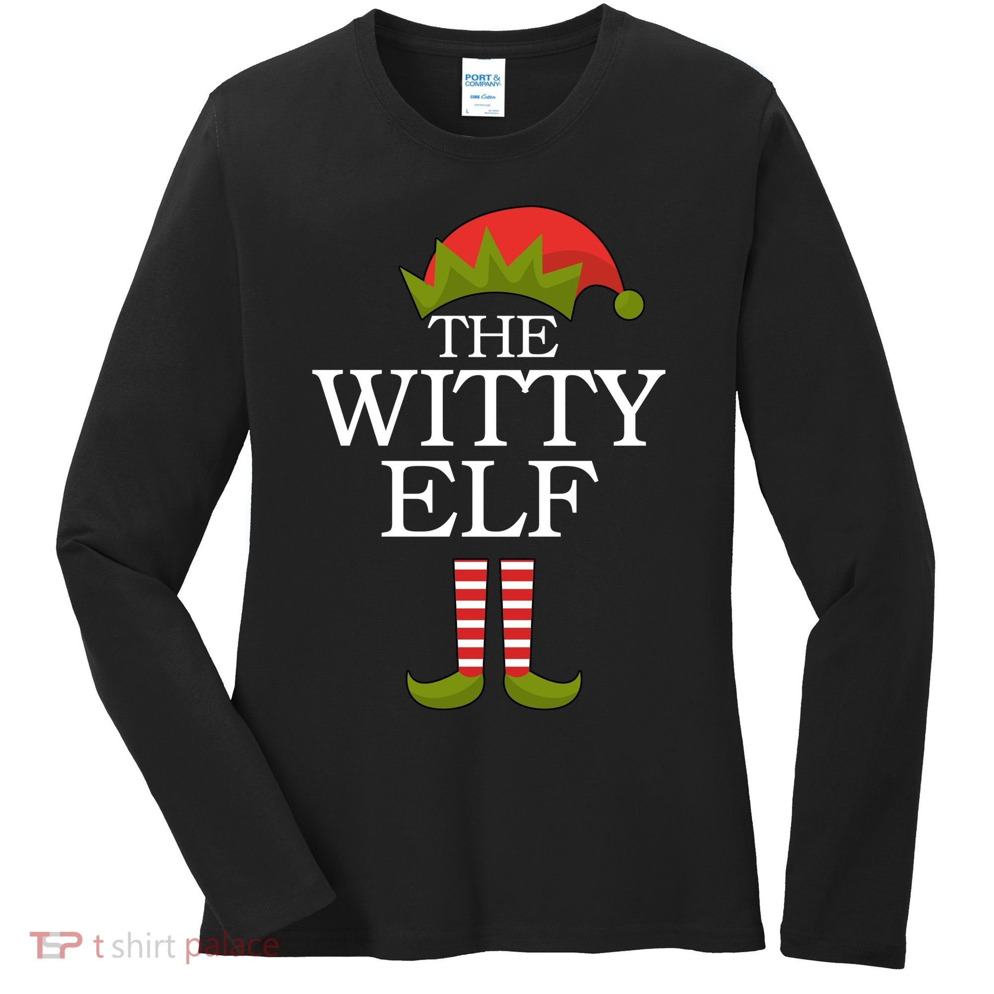 The Witty Elf Matching Christmas Women's Long Sleeve Shirt