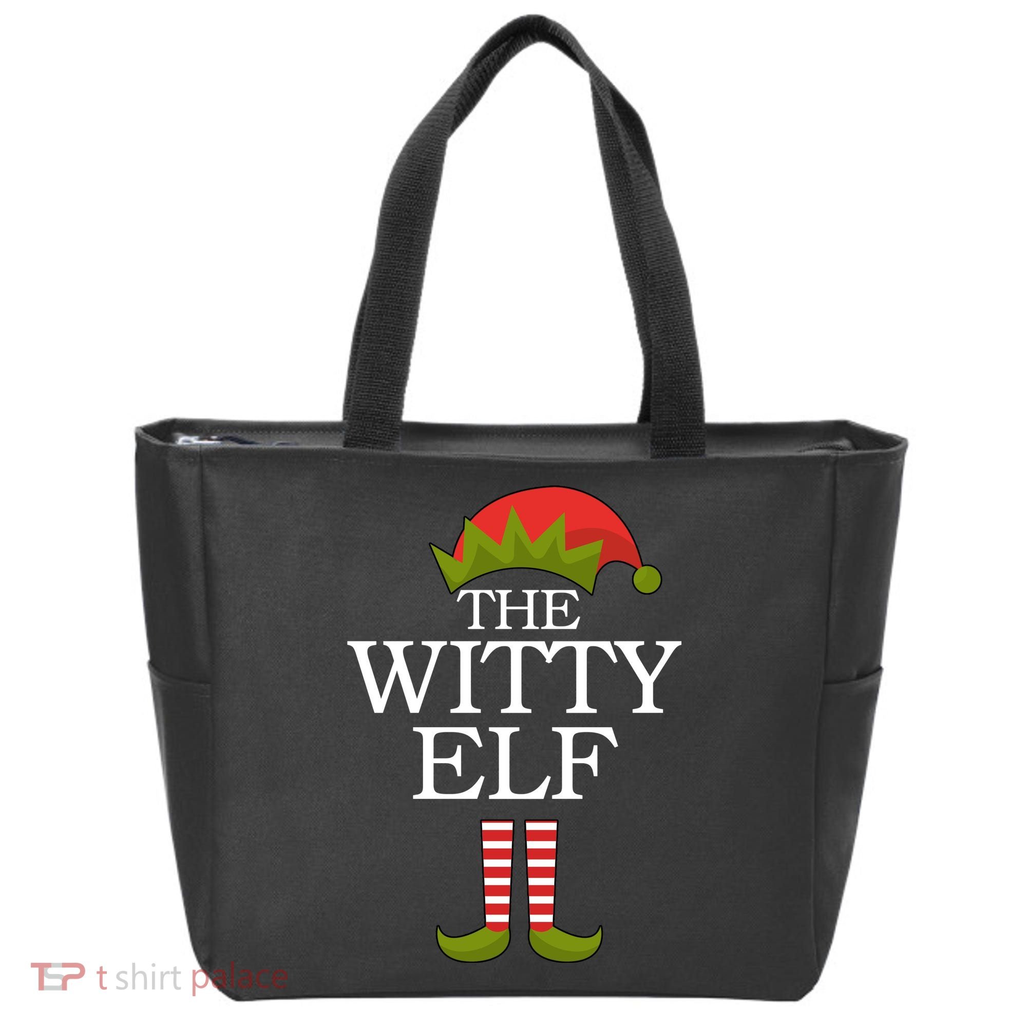 The Witty Elf Matching Christmas Tote Bag