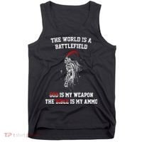 The World Is a Battlefield God is my Weapon Tank Top thumb 0
