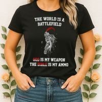 The World Is a Battlefield God is my Weapon Women's T-Shirt thumb 2