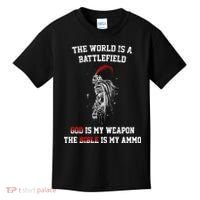 The World Is a Battlefield God is my Weapon Kids T-Shirt thumb 0