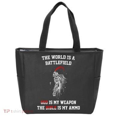 The World Is a Battlefield God is my Weapon Tote Bag